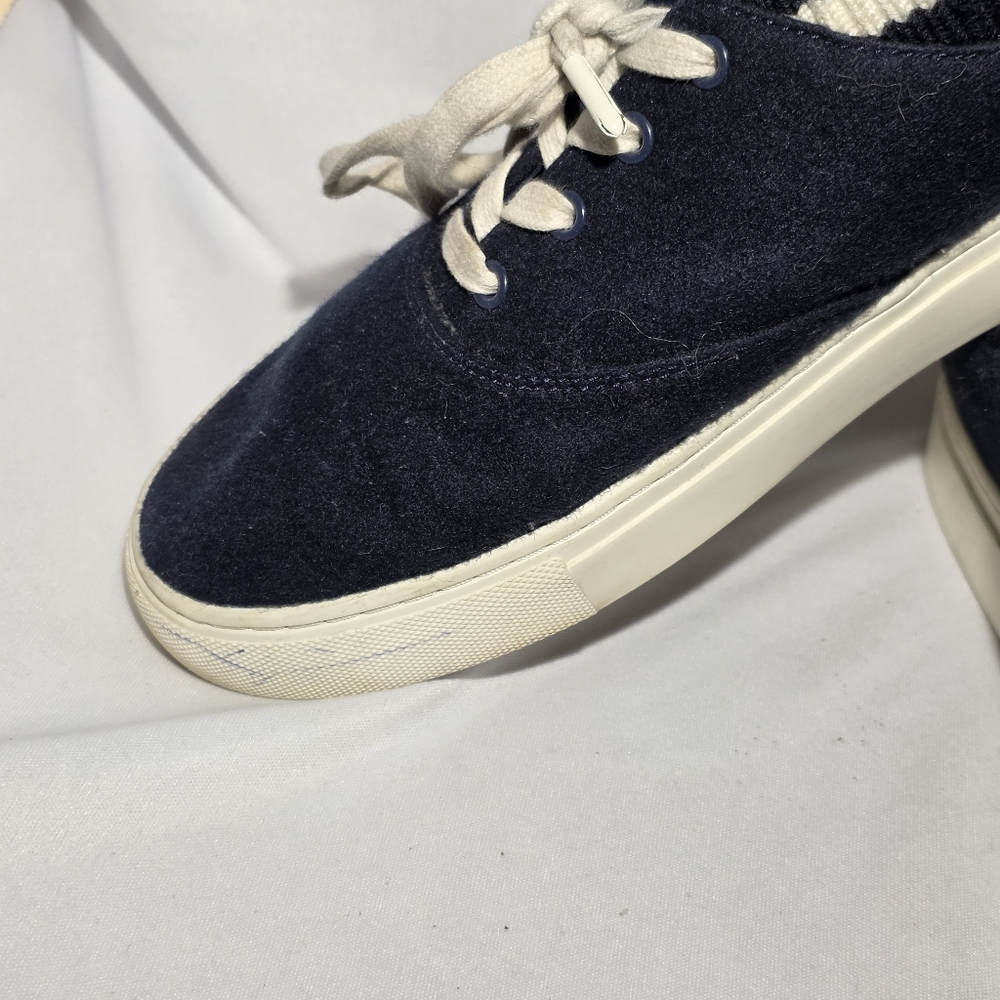 Tory Burch Sport "All Love" Navy and White Suede Mid‎ Top Sneakers Womens Size 9 - Picture 8 of 11